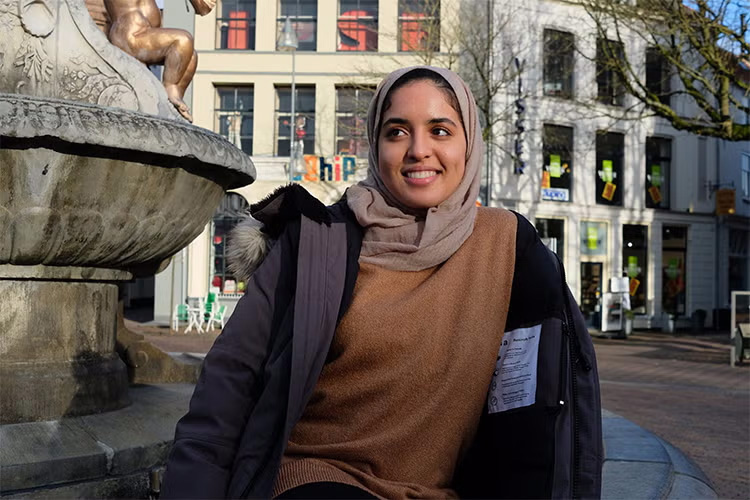 Rowaida Hussein, co-founder of SAGE, in Amsterdam during a class trip to tour senior care facilities. Photo courtesy of SAGE.